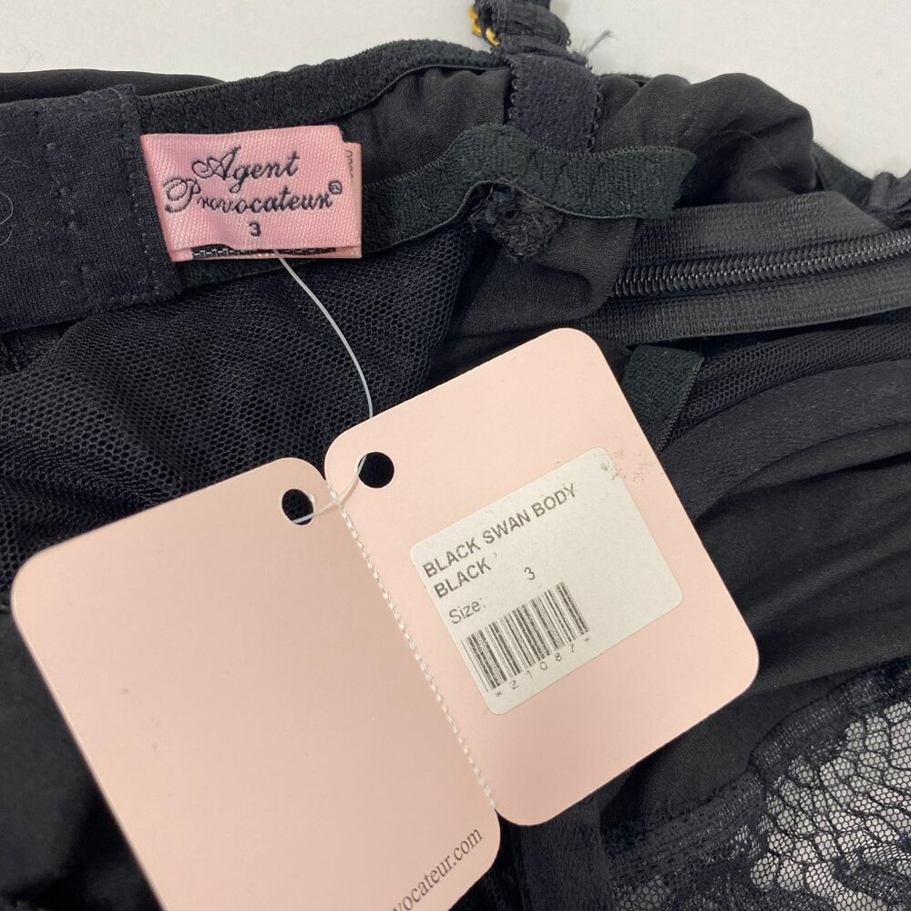 Agent Provocateur Swan Black Silk Blend Teddy Bodysuit AP3 Medium NWT - Picture 6 of 7